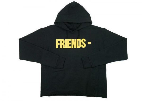 Vlone Friends Yellow V Hoodie Black - kickstw