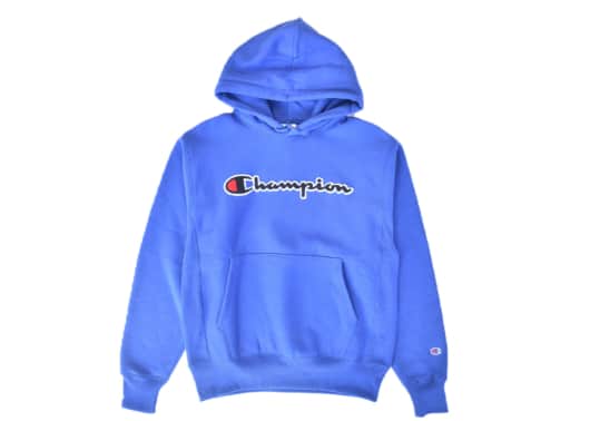 Champion Reverse Weave Hoodie Chen Script Surf Blue