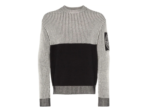 Stone Island Two Tone Ribbed Detail Jumper