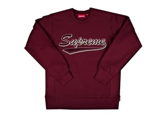 Supreme Brush Script Crewneck Burgundy
