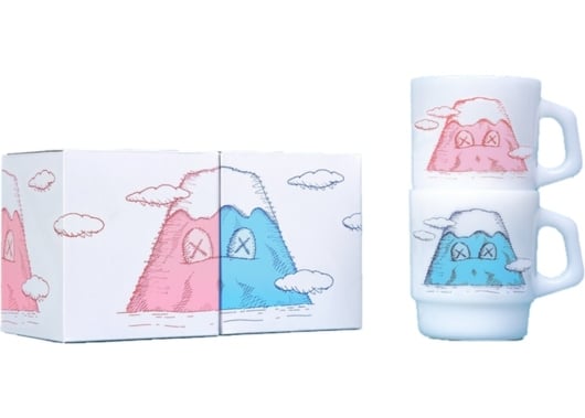 KAWS HOLIDAY JAPAN Mount Fuji Fire King Mug Set of 2 Multicolor