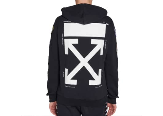 Off White Patches Zip-Up Hoodie Black