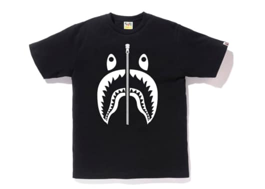 Bape White Shark Zip Tee Black