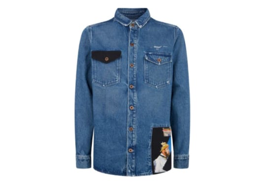 Off White Reconstructed Painting Denim Jacket Blue
