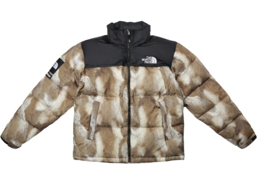 Supreme The North Face Fur Print Nuptse Brown