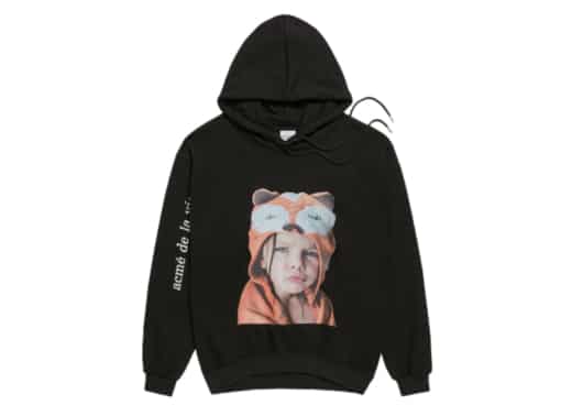 ADLV Baby Face Raccoon Head Girl Hoodie Black