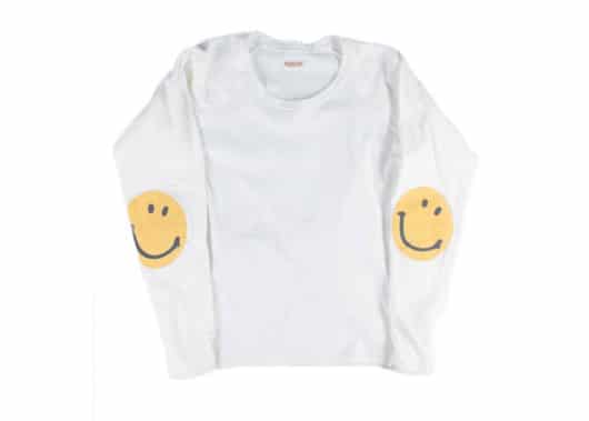 Kapital Elbow Smiley Long Sleeve Tee White