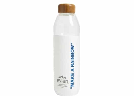 EVIAN BY VIRGIL ABLOH x SOMA Rainbow Inside Refillable Glass Water Bottle White/Light Blue