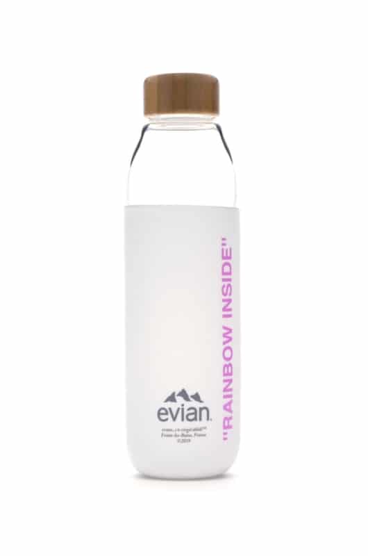 EVIAN BY VIRGIL ABLOH x SOMA Rainbow Inside Refillable Glass Water Bottle White/Pink