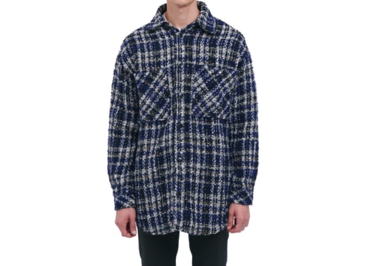 Charlie Luciano Tweed Overshirt Black/Blue 1215