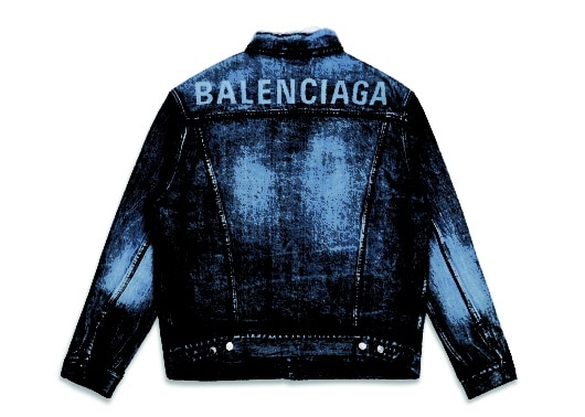 Balenciaga Back Logo Denim Jacket Blue