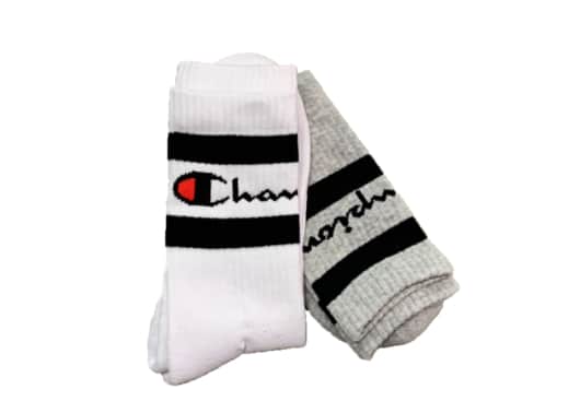 Champion Socks High Script Logo Grey/White (Pack of 2)