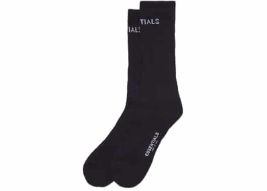 FEAR OF GOD ESSENTIALS Front Logo Crew Socks Black - Image 2
