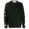 Off White Diag Brushed Mohair Crewneck Sweater Black Grey
