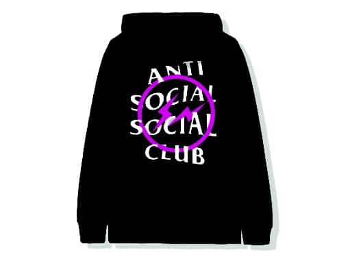 Anti Social Social Club x Fragment Pink Bolt Hoodie Black