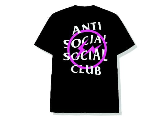 Anti Social Social Club x Fragment Pink Bolt Tee Black