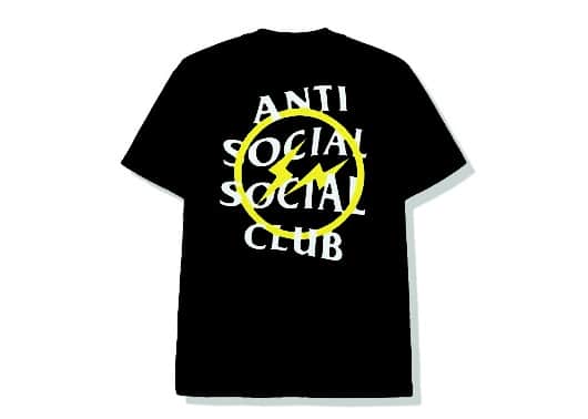 Anti Social Social Club x Fragment Yellow Bolt Tee Black