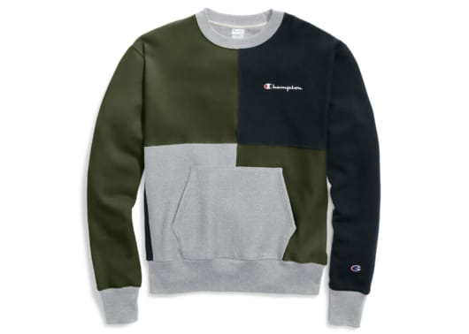 Champion Reverse Weave Crewneck Colorblok Grey Black