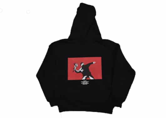 Banksy Flower Thrower Hoodie Black - Image 2