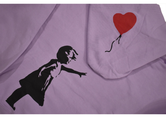 Banksy Girl With Balloon Hoodie Purple - Image 2