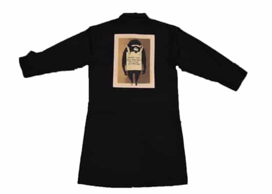 Banksy Laugh Now Long Coat Black