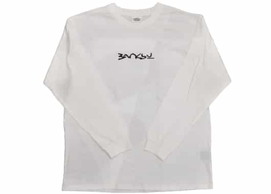 Banksy Flower Thrower LS Tee White - Image 2