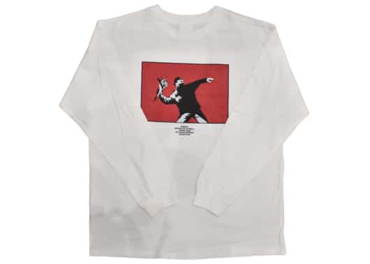 Banksy Flower Thrower LS Tee White