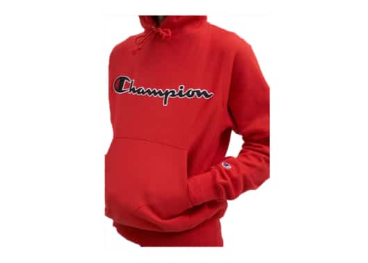 Champion Reverse Weave Hoodie Chen Script Red Scarlet