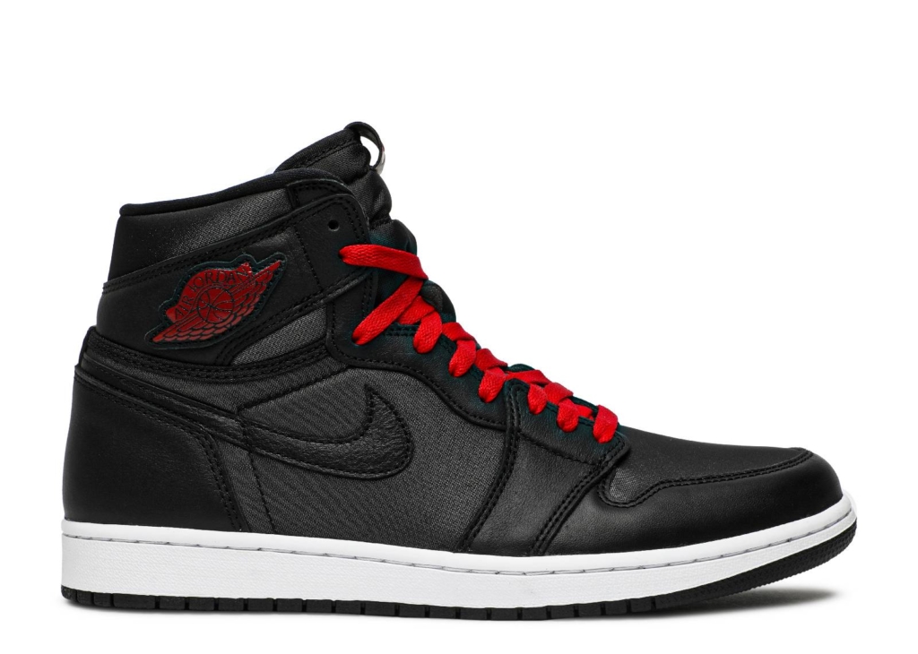 Air Jordan 1 Retro High Black Satin Gym Red | KICKSTW