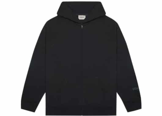 FEAR OF GOD ESSENTIALS 3D Silicon Applique Full Zip Up Hoodie Black