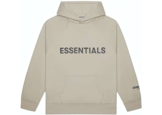 FEAR OF GOD ESSENTIALS 3D Silicon Applique Pullover Hoodie Oatmeal Heather/String/Tan