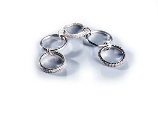 Lost General Diamond Studded Penta Ring Silver