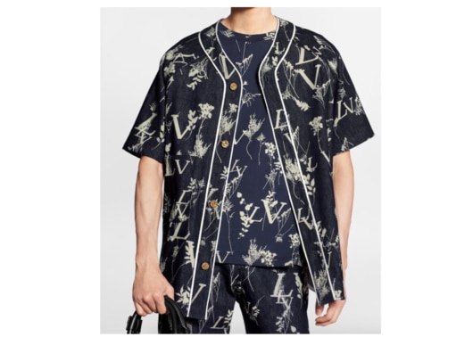 Louis Vuitton Leaf Denim Baseball Shirt