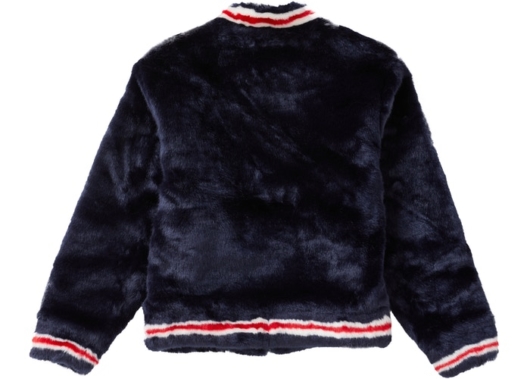 Supreme Faux Fur Varsity Jacket Navy - Image 3