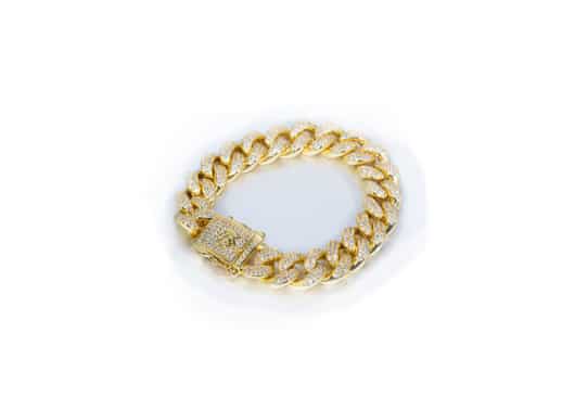 Lost General Zircon Studded Cuban Bracelet Gold