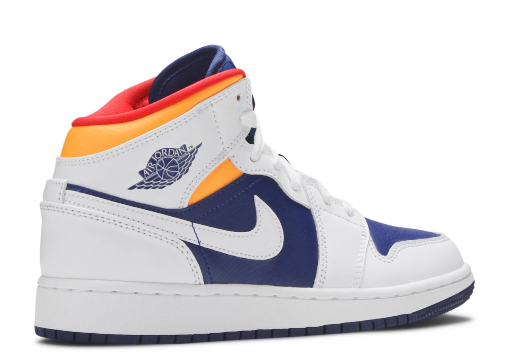 Air Jordan 1 Mid White Laser Orange Deep Royal Blue (GS) | KICKSTW