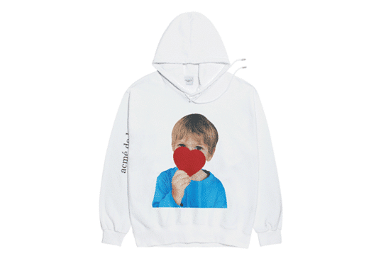 ADLV Baby Face Heart Boy Hoodie White