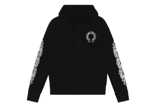 Chrome Hearts Horse Shoe Floral Pullover Hoodie Black