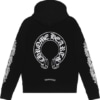 Chrome Hearts Horse Shoe Floral Pullover Hoodie Black - Image 2