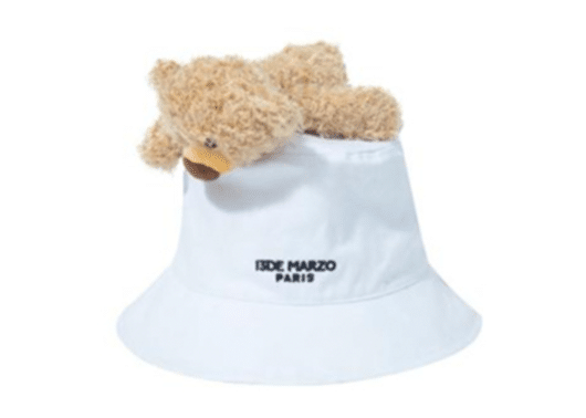 13De Marzo Lazy Teddy Bear Bucket Hat White