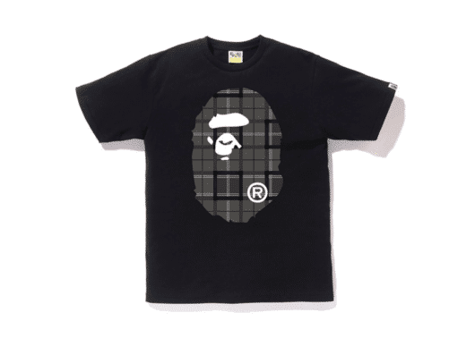 BAPE Logo Check Big Ape Head Tee Black/Black