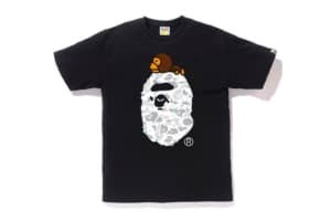 Bape Space Camo Milo On Big Ape Tee Black