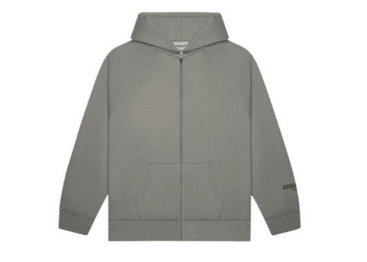 FEAR OF GOD ESSENTIALS 3D Silicon Applique Full Zip Up Hoodie Gray Flannel/Charcoal