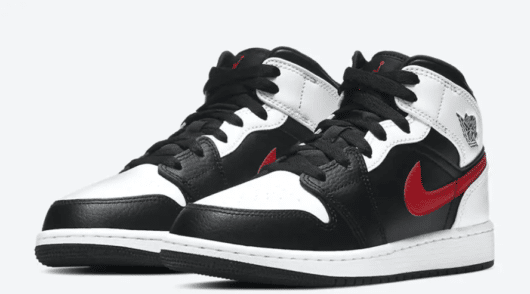 Air Jordan 1 Mid White Black Chile Red (GS)