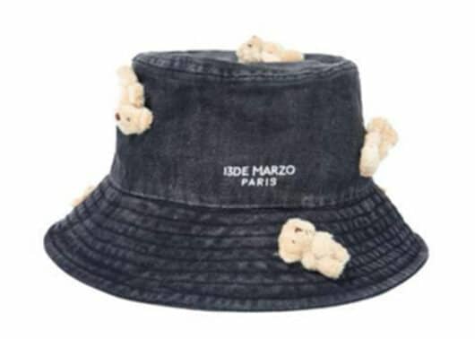 13De Marzo Mini Teddy Bear Cover Denim Bucket Hat Washed Black