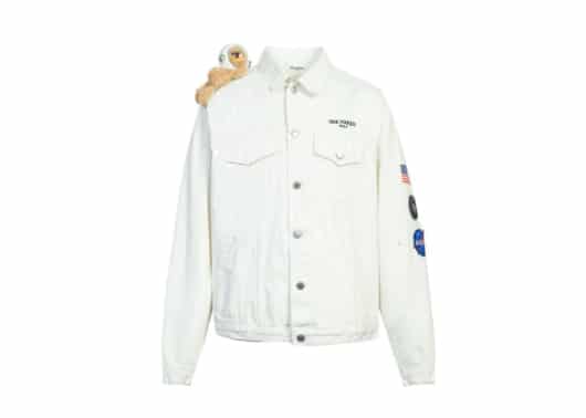 13De Marzo x Nasa 3M Industry Astronaut Shoulder Teddy Bear Denim Jacket White