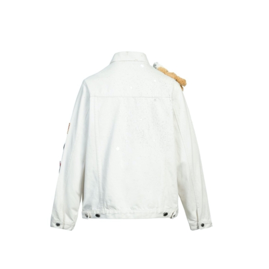 13De Marzo x Nasa 3M Industry Astronaut Shoulder Teddy Bear Denim Jacket White - Image 2