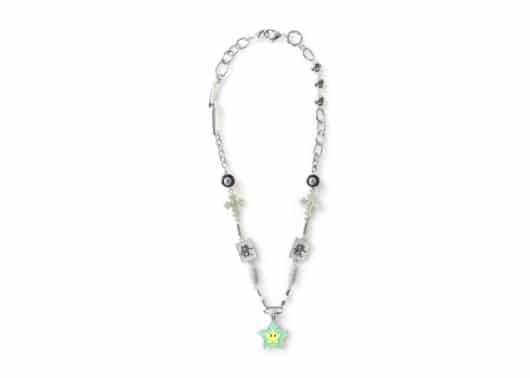 Maison Emerald Star Smiley Necklace Silver