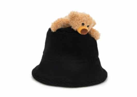 13De Marzo Lazy Teddy Bear Both-side Bucket Hat Black - Image 4