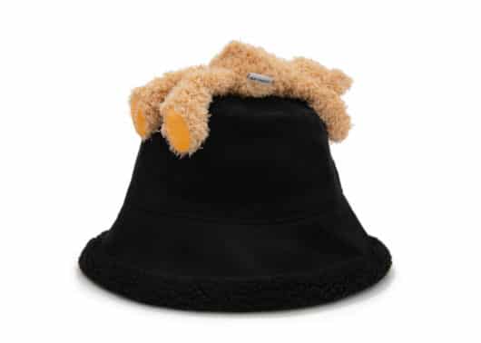 13De Marzo Lazy Teddy Bear Both-side Bucket Hat Black - Image 2